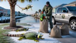 Frozen iguanas are falling from trees in the United States — and officials are using the cold snap to euthanise them